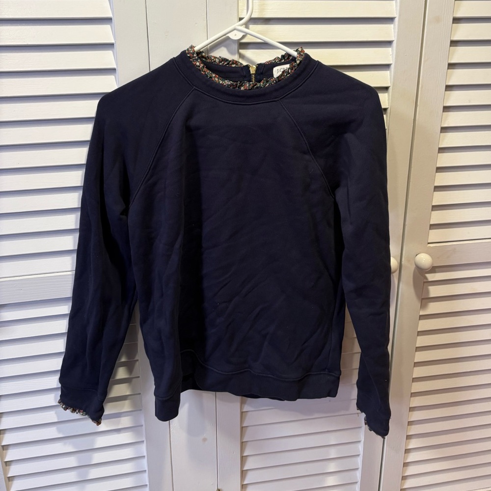 J.Crew Navy sweatshirt with floral trim size medium